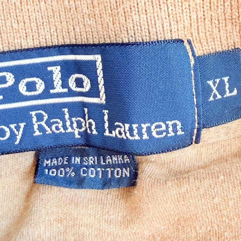 Vintage Polo Ralph Lauren Polo Shirt Men XL Tan Classic Green Pony Earthtone